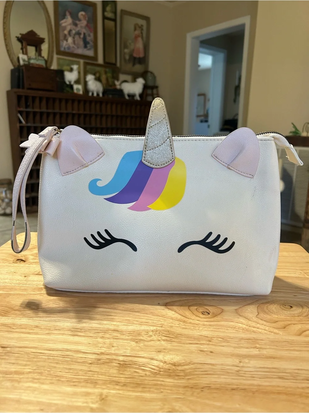 Betsey Johnson Faux Leather Unicorn Makeup Bag Wristlet